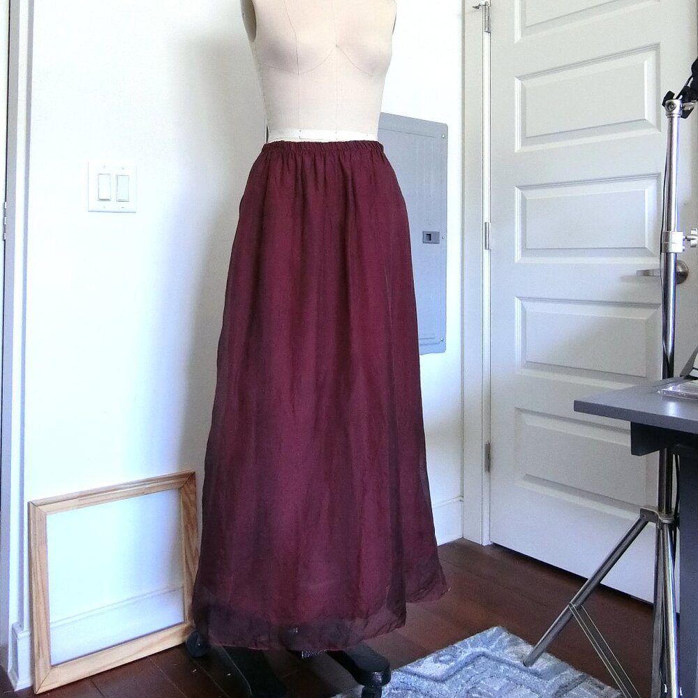 Vintage Mike & Tod Dark Red Silk Maxi Skirt size M
